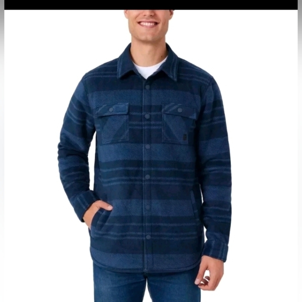 Voyager Men's Super Plush Shirt Jacket, Blue, Size XXL